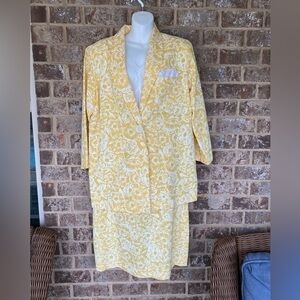 Vintage Le Art dress with jacket size 15-16 Secretary yellow white floral Y2K